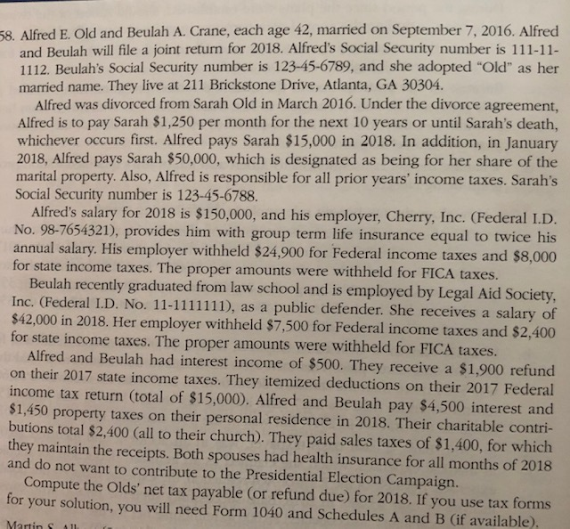 58. Alfred E. Old and Beulah A. Crane, each age 42,