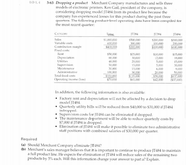 answer it in excel LO 1,4 3-63 Dropping a product Merchant