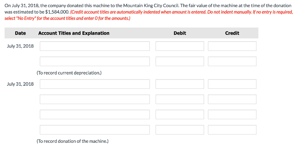 Do not indent manually. If no entry is required, select "No Entry"