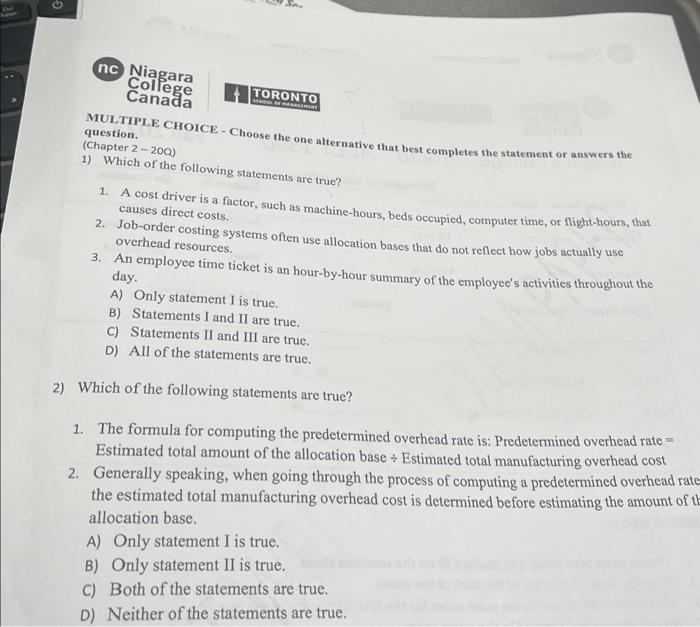  MULTIPLE CHOICE - Choose the one alternative that best completes the