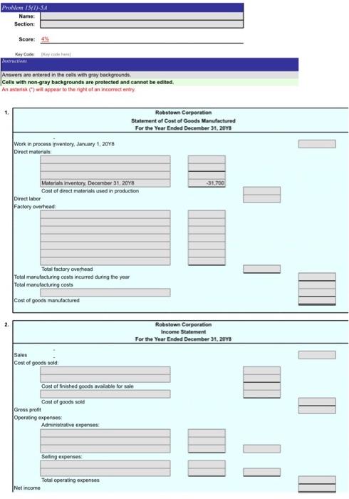  Problem 15(1):34 Name: Section: Score: 4 KeyCode ME Answers are entered