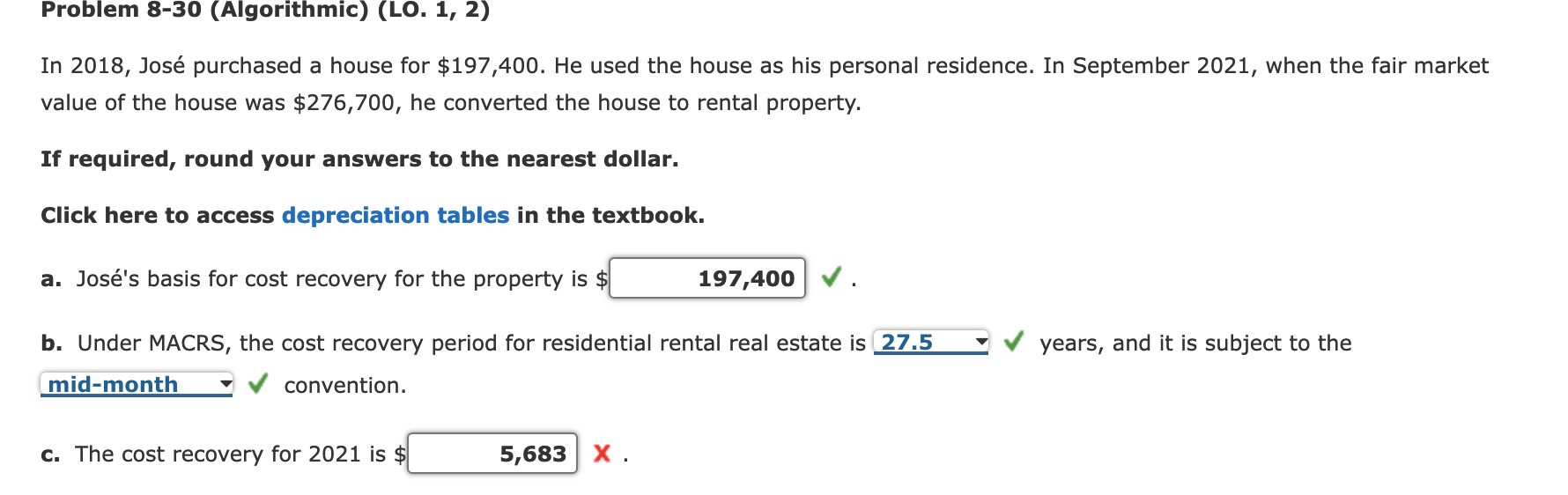  Problem 8-30 (Algorithmic) (LO. 1, 2) In 2018, Jos purchased a