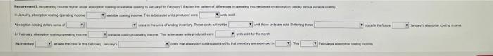 In February? Explain the pattern of differences in operating income based on