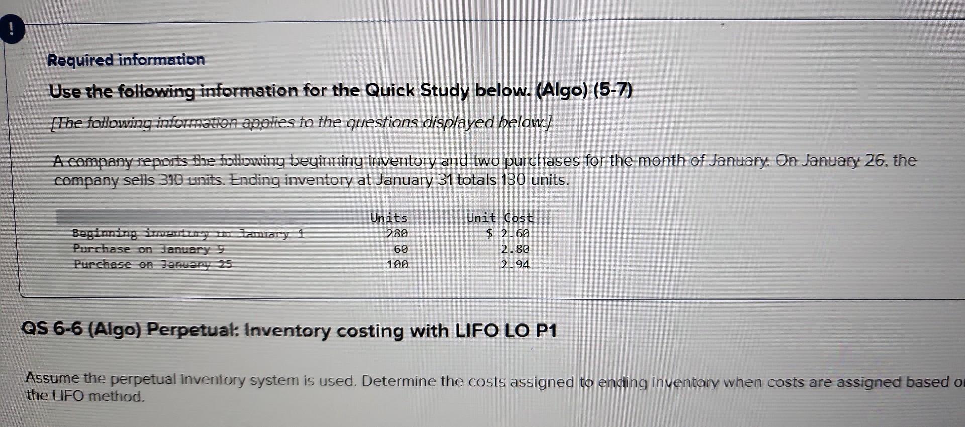 much appreciated. Required information Required information Use the following information for the