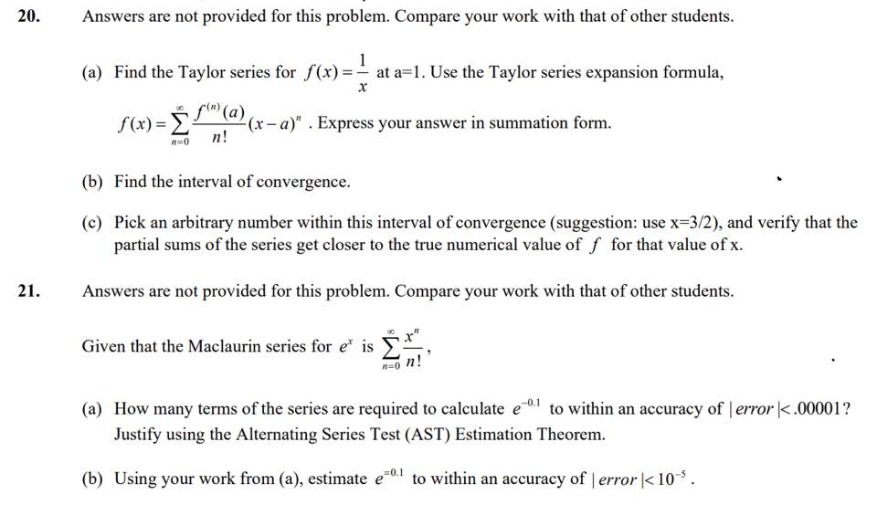 20. Answers are not provided for this problem. Compare your work