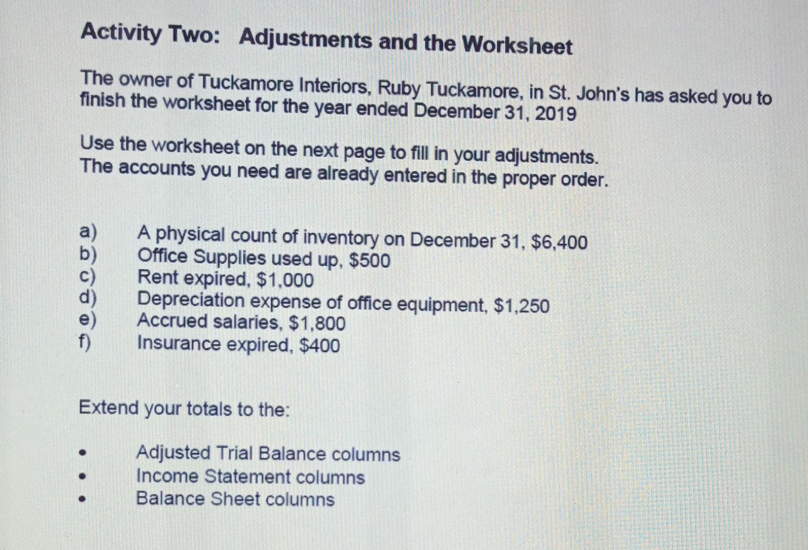  question working papers Answer this with all information needed Activity Two: