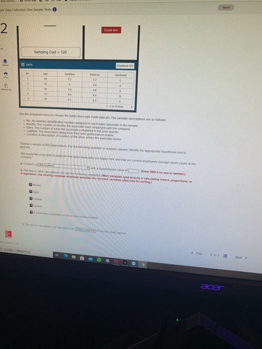 directed to answer the questions below. Data Collection SETTINGS Market Research Data