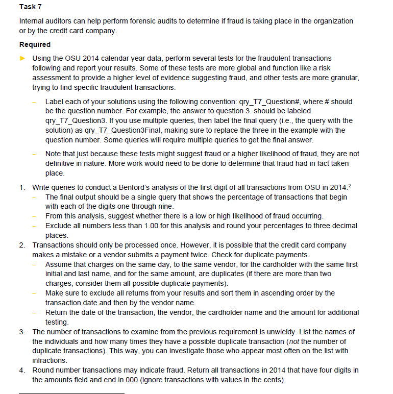  Please help with Part VII Analytics Mindset -OSU-P-Card case. Part VII: