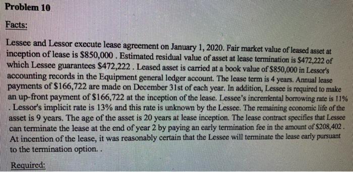  Help ! Question and requirements is listed ! Problem 10 Facts: