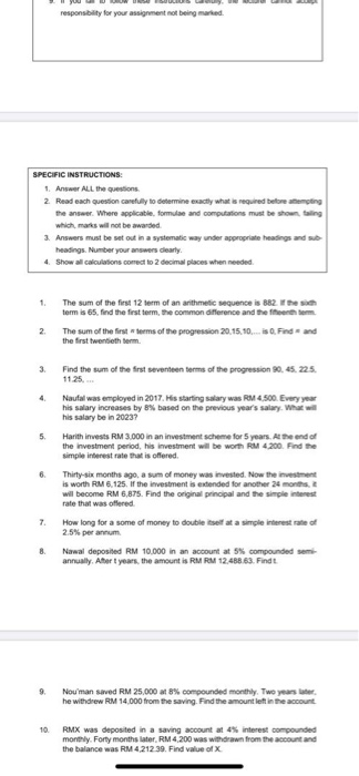  responsibility for your assignment not being marked reper by ye SPECIFIC