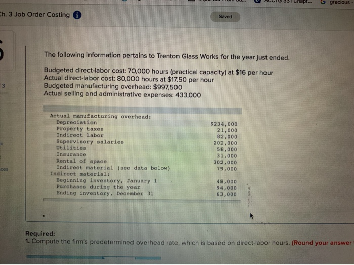  2. Calculate the overapplied or underapplied overhead for the year 3.