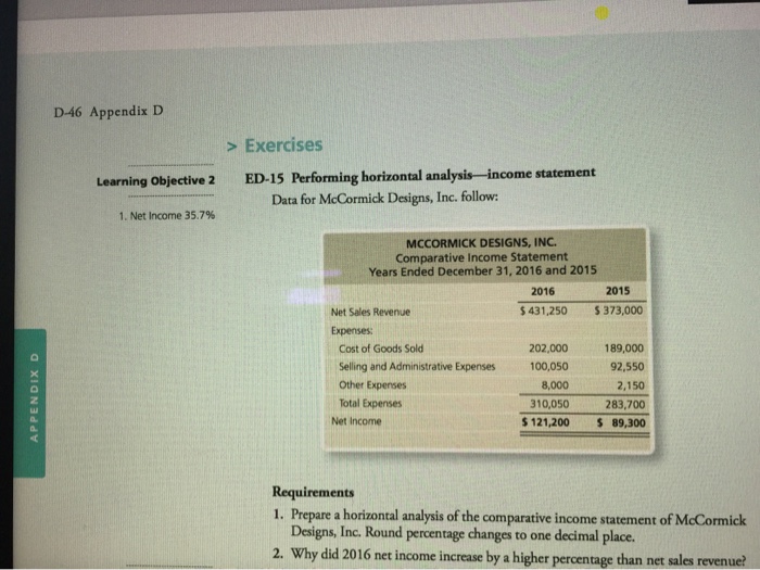  D-46 Appendix D > Exercises Learning Objective 2 ED-15 Performing horizontal