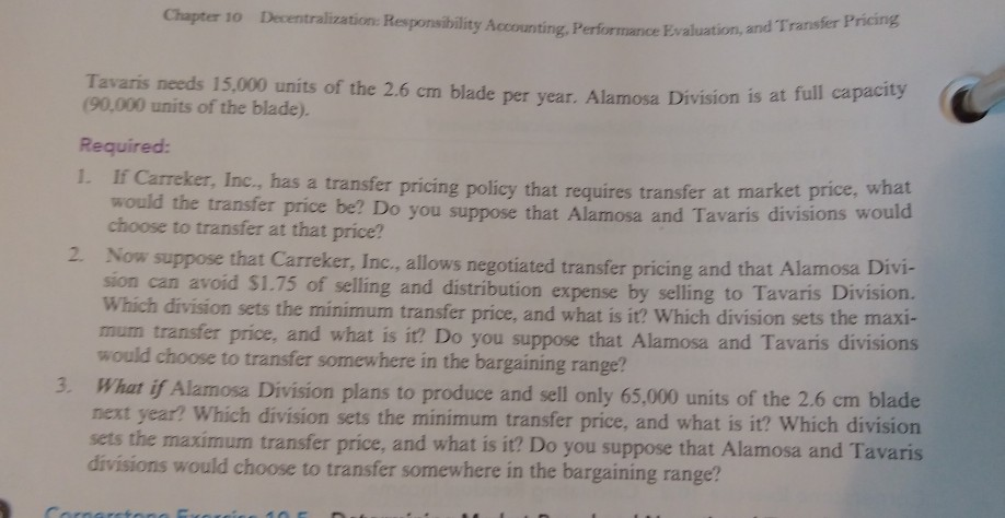 10.4 Determining Market-Based and Negotiated Transfer Prices Carreker, Inc., has a number