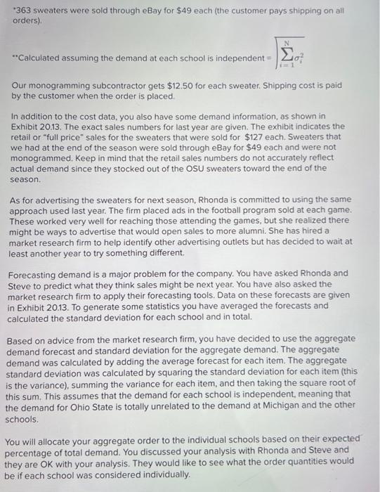 will rate!!!! . 363 sweaters were sold through eBay for $49 each