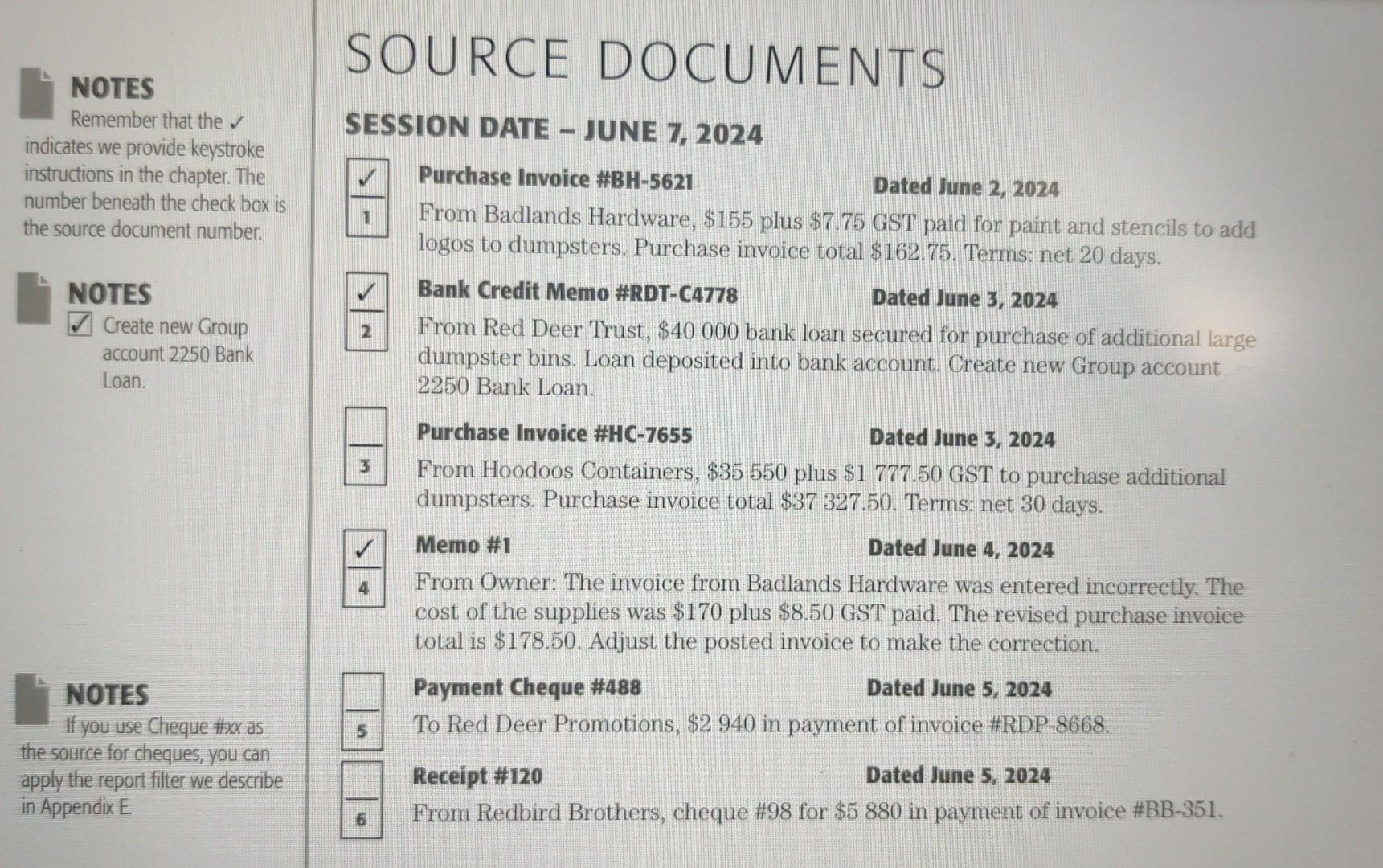 please solve journal for this SOURCE DOCUMENTS NOTES SESSION DATE - JUNE