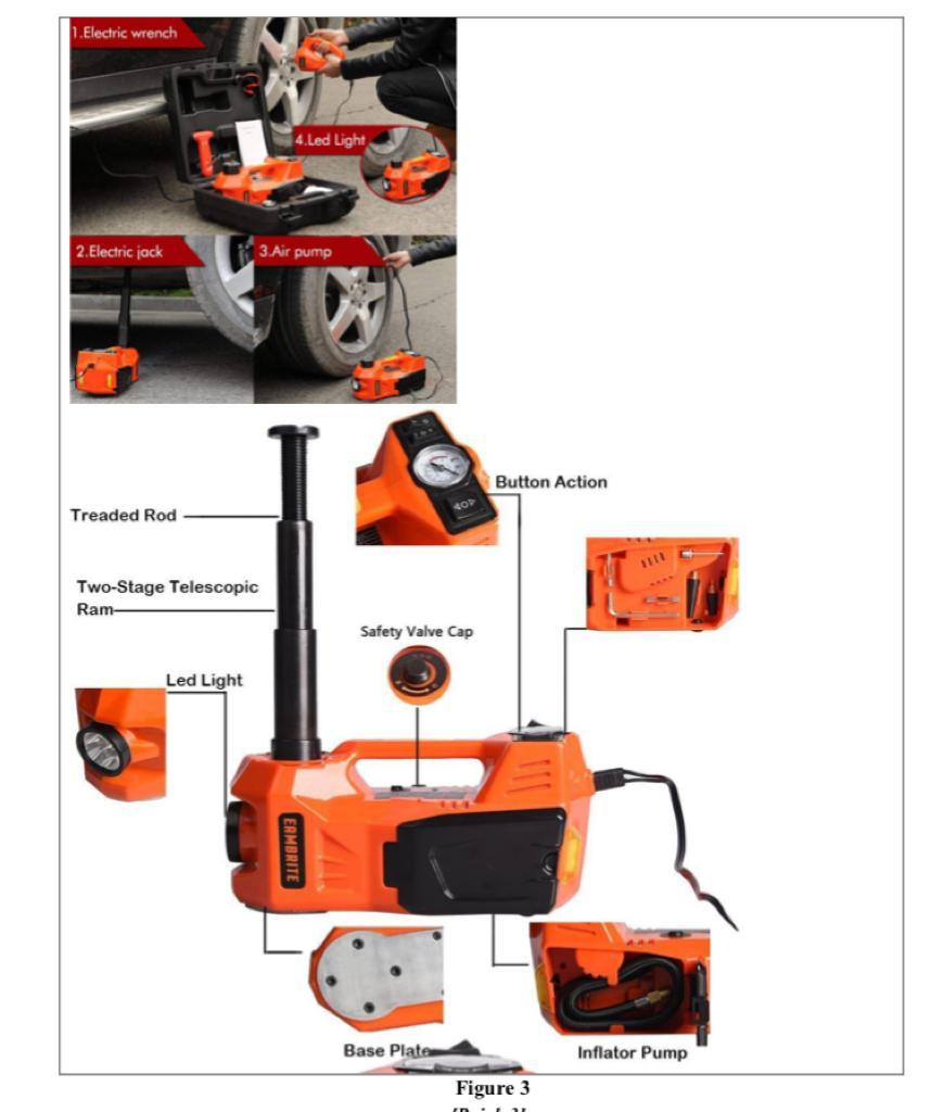 car jack as shown in Figure 3. The portable electrical car jack