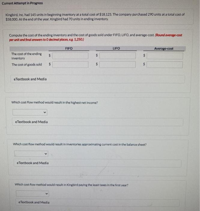  Current Attempt in Progress Kingbird, Inc had 145 units in beginning