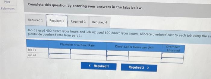 data for this year. Required: 1. Compute a single plantwide overhead rate