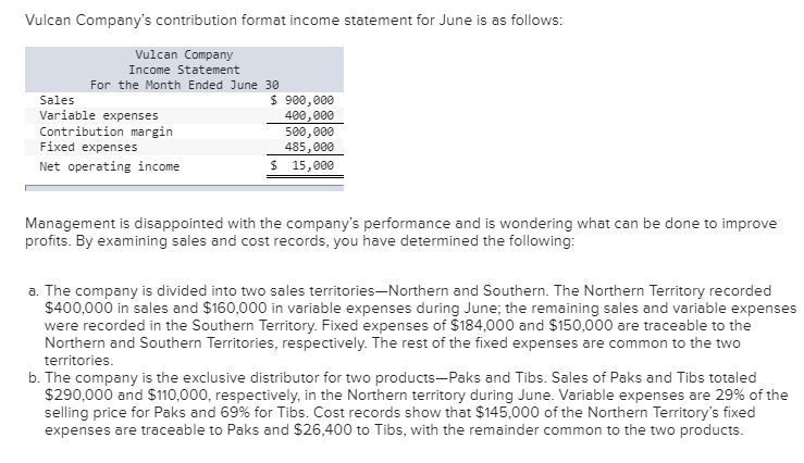  Required: 1-a. Prepare contribution format segmented income statements for the total