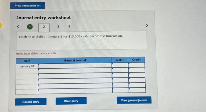 for Machine A prior to disposal. Note: Enter debuts before credits. Journal