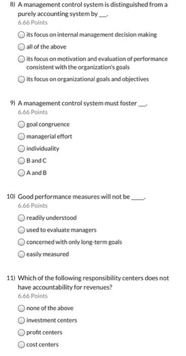  n by 8) A management control system is distinguished from a