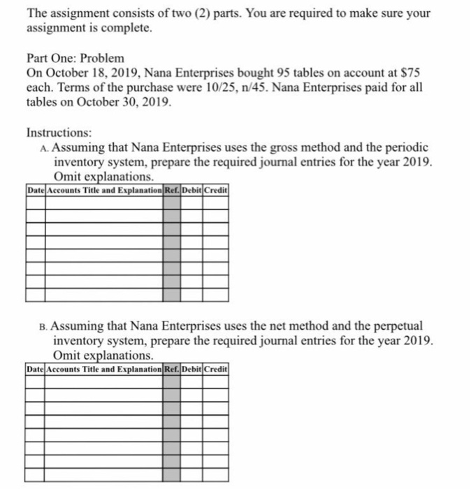  part 2 updated because the first is blurry The assignment consists