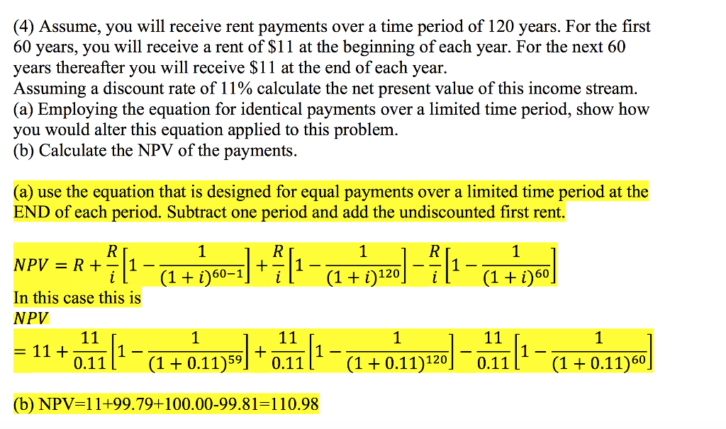 Please explain why we only use the equation for the end of