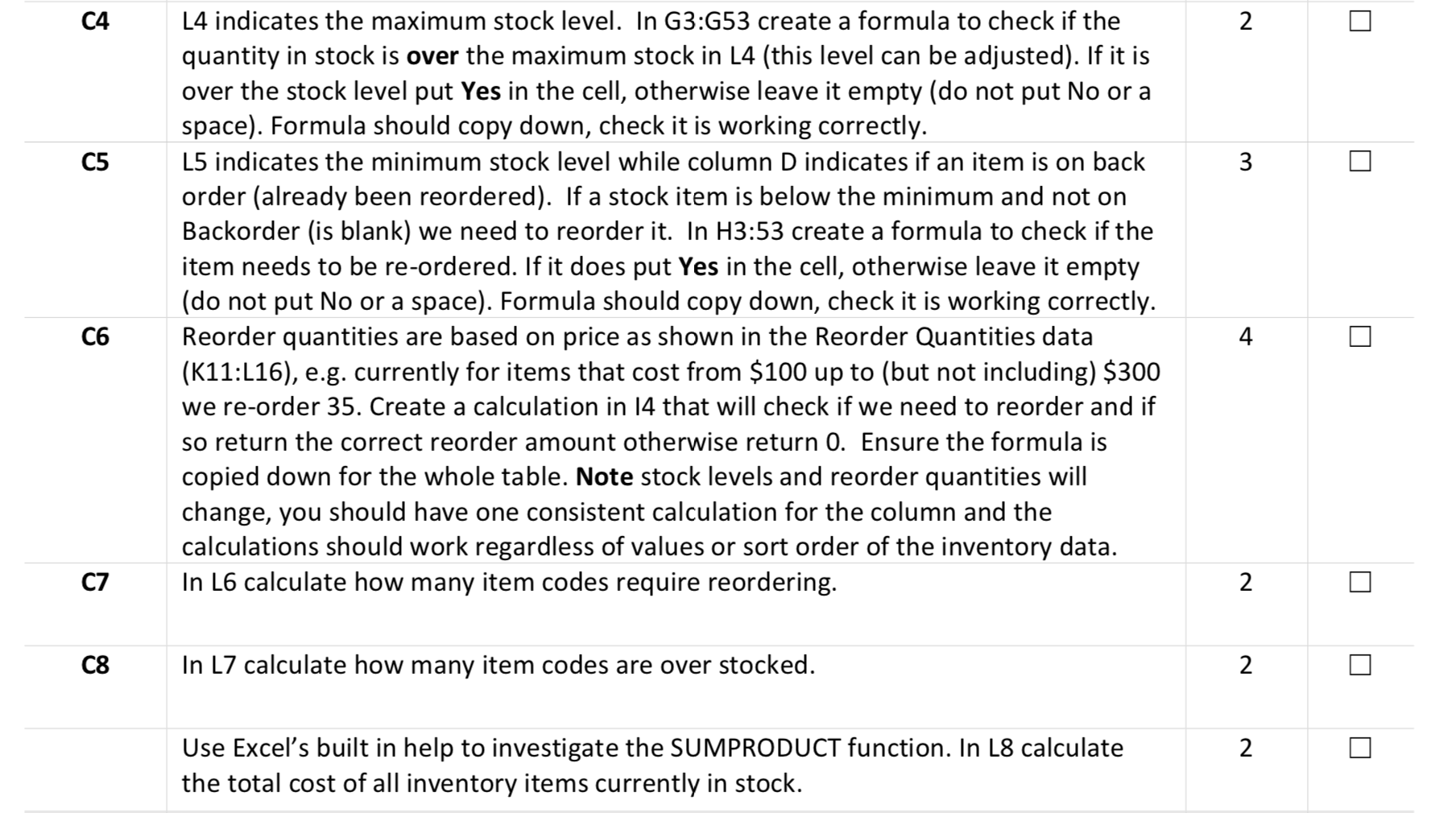 excel. Help would be greatly appreciated! in Stock On Backorde Over-Stocked Re-Order?