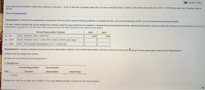  Please Help!!! EQuestion Help Easy Espresso purchased a coffee drink machine