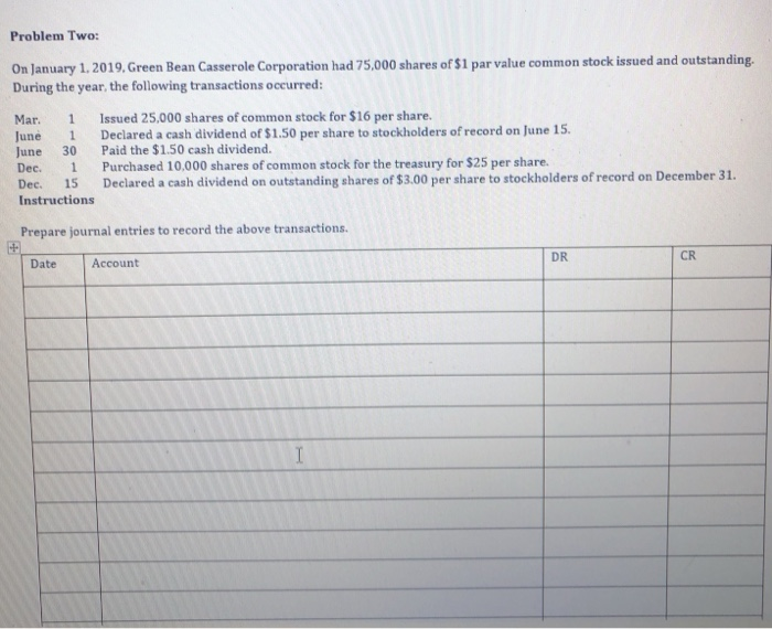 of $3 par value common stock. During 2015, its first year of