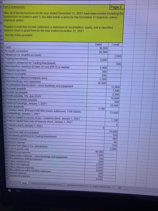 E Financial Accounting Name 100 points Page 1 100 Part 1 Instructions: