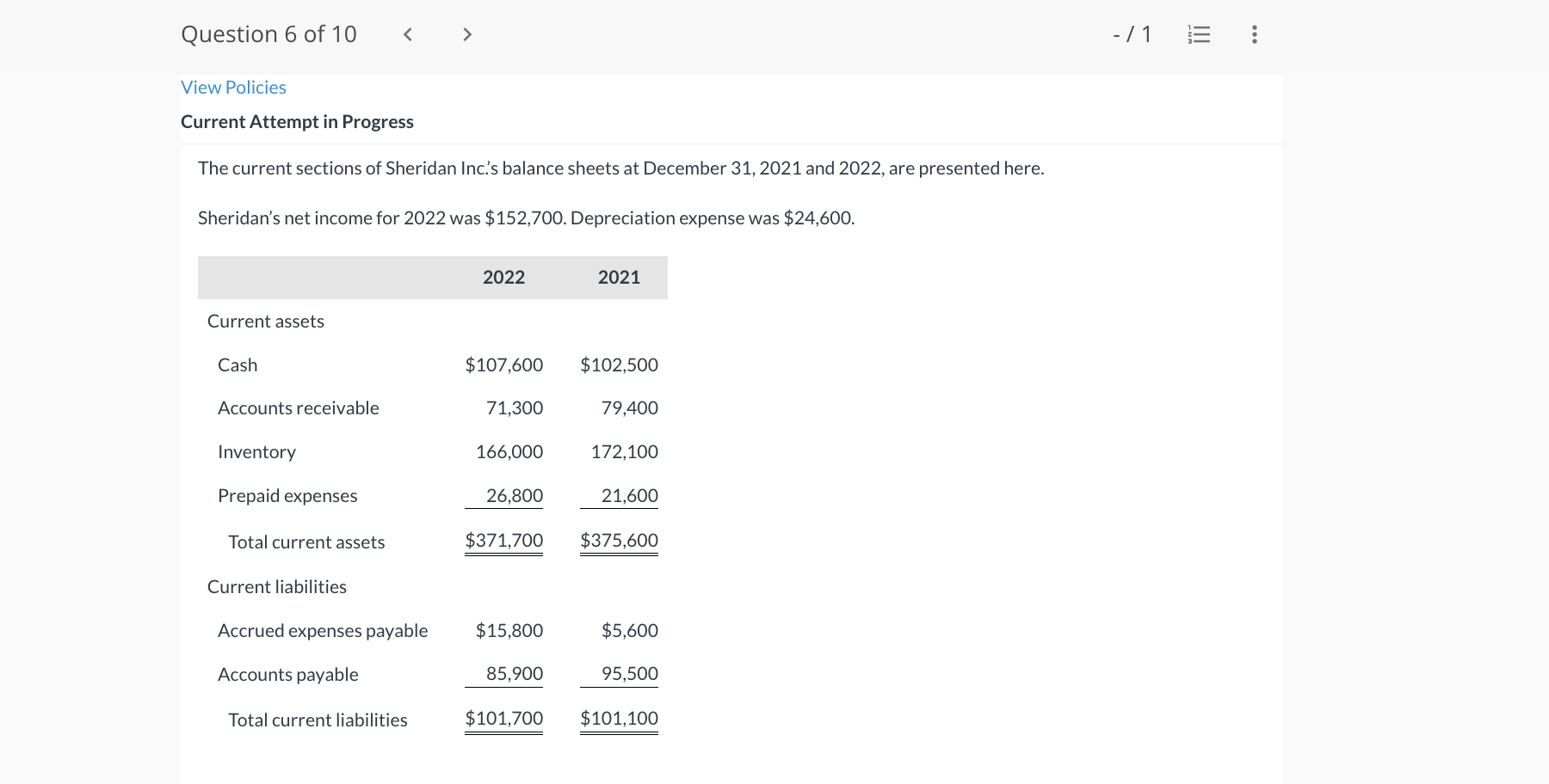 PLEASE HELP. LAST ATTEMPT LEFT. ACCOUNTING HOMEWORK. The current sections of Sheridan