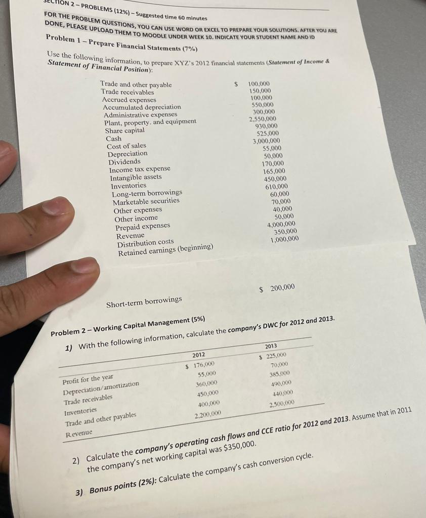 CTION 2 - PROBLEMS (12%) - Suggested time 60 minutes FOR