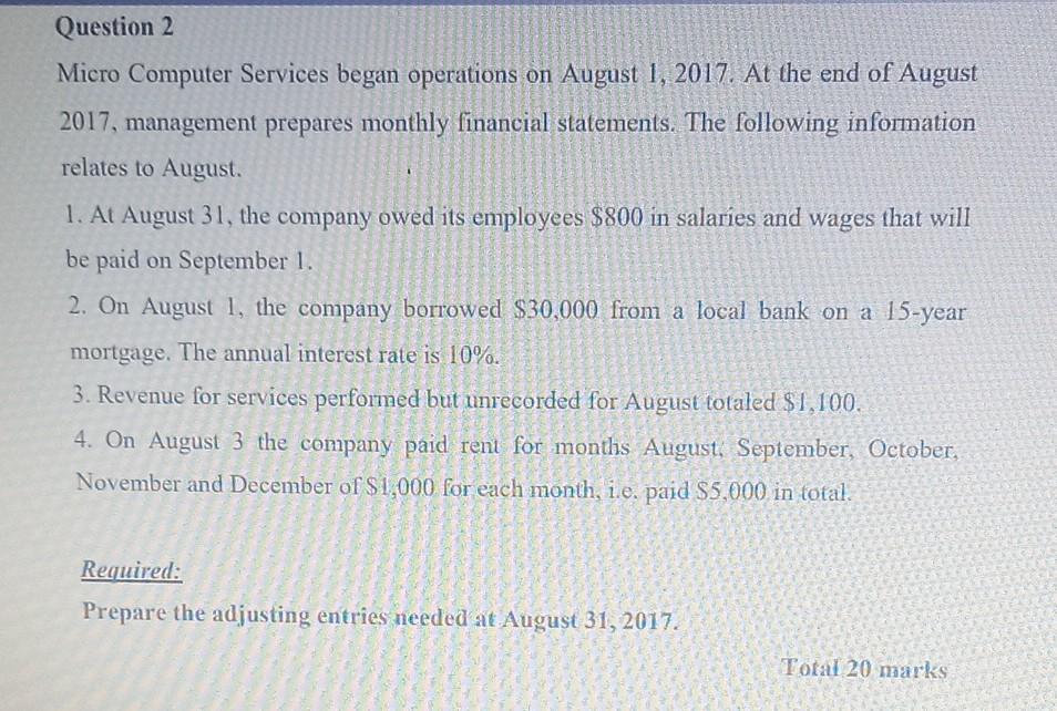  Micro Computer Services began operations on August 1, 2017. At the