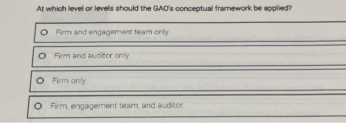  At which level or levels should the GAO's conceptual framework be