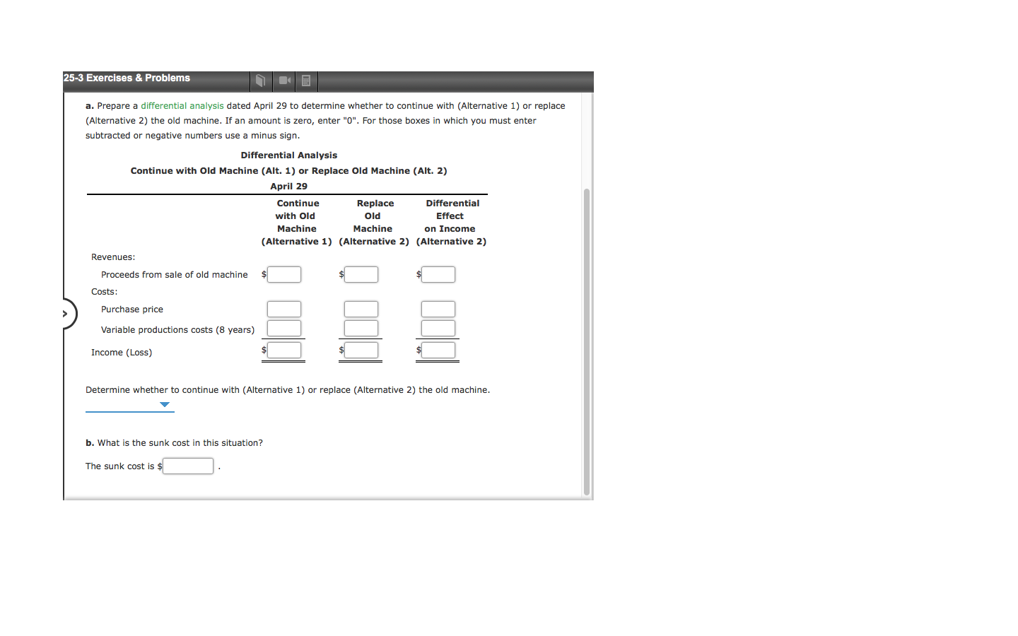Machine Replacement Decision A company is considering replacing an old piece of