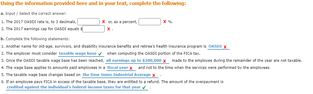 Using the information provided here and in your text, complete the