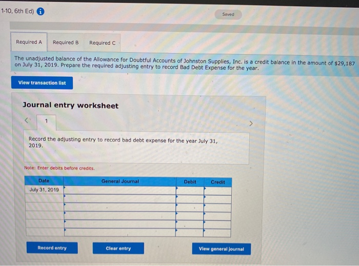 aging of accounts receivable for Johnston Supplies, Inc. as of July 31,