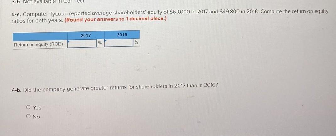 the return on equity ratios for both years. (Round your answers to