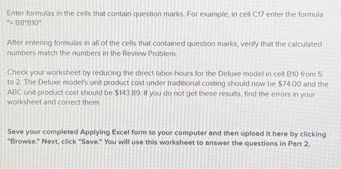  please just give me the excel formulas for each cell that