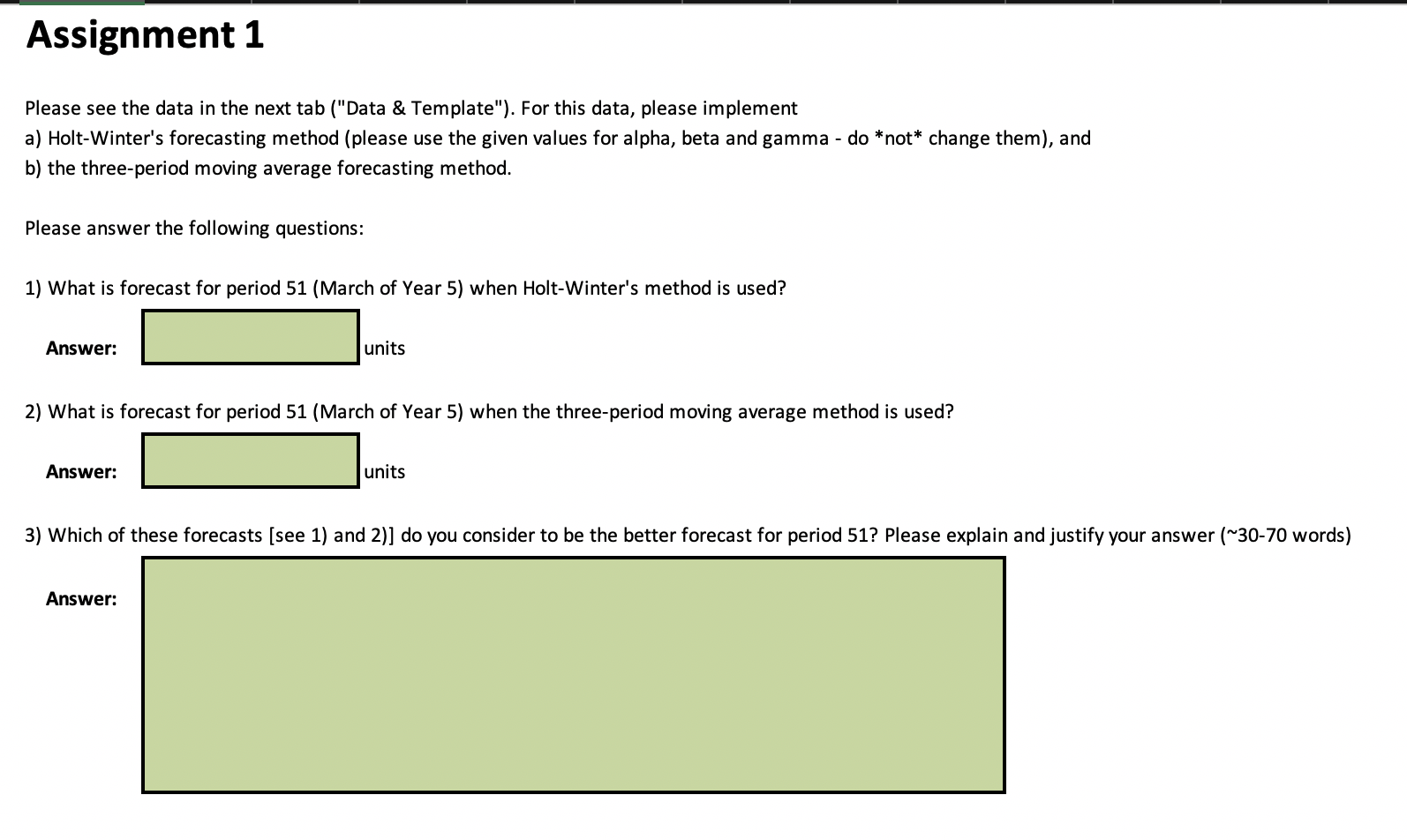 MAD ME MAD ME Year Base level (E) Trend (T) Seasonality (S)