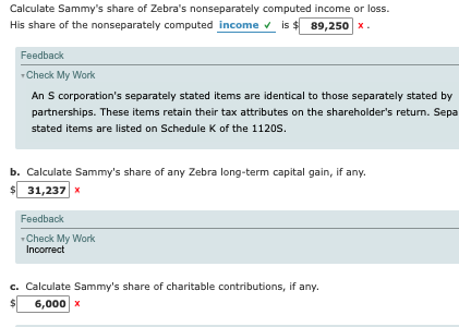 S corporation, incurred the following items this year. Sammy is a 35%
