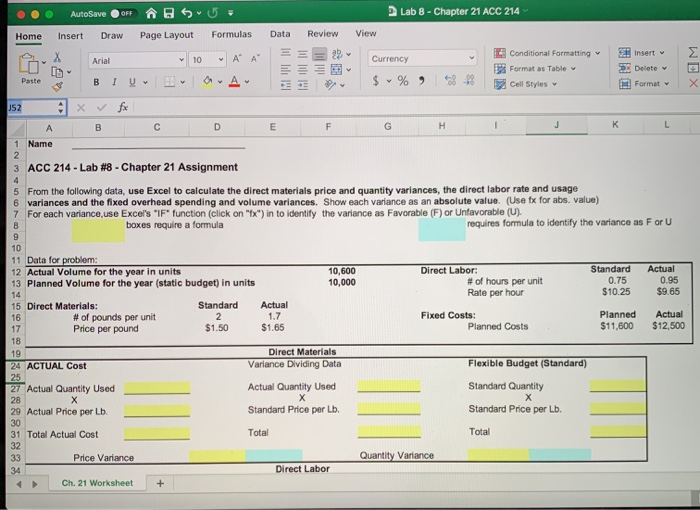  Lab 8 - Chapter 21 ACC 214 Data Review View Conditional