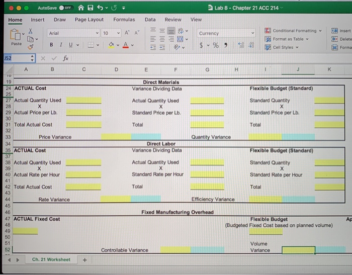 Formatting Formatas Table 13 Currency $ % . AutoSave OFF B U