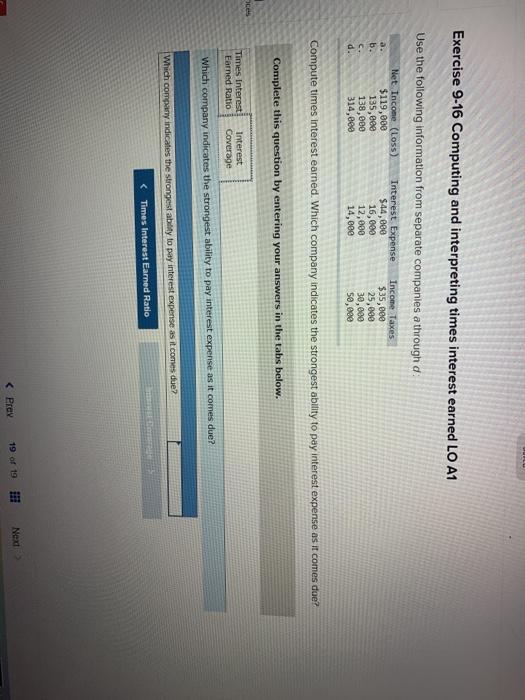 Use the following information from separate companies a through d: a. b.