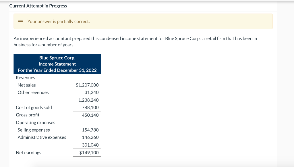  Current Attempt in Progress Your answer is partially correct. An inexperienced