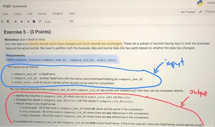 please define the function compare_changes() that meets the requirements in the