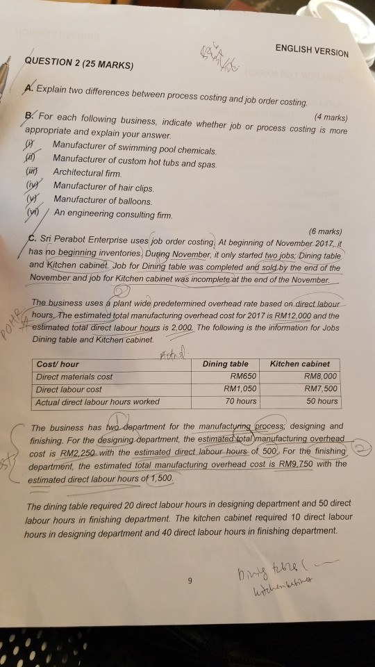  ENGLISH VERSION QUESTION 2 (25 MARKS) A. Explain two differences between
