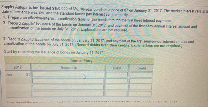 price of 87 on January 31, 2017. The market interest rate at