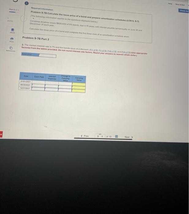 issue price of a bond and prepare amortization schedules 109-5.97) The following